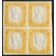 1862 Sardegna 80 cent. arancio quartina