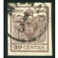 1858 LV I emissione 30 cent. bruno I tipo