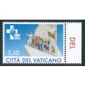 2023 Vaticano giornata gioventù francobollo ritirato bordo di foglio