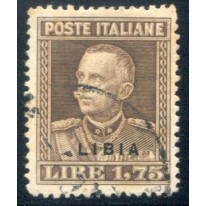 1930 Libia 1,75 lire bruno dent. 13 3/4 usato