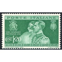 1930 Regno 20 cent. verde Nozze non emesso 
