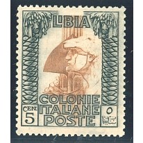 1921 Libia Pittorica 5 cent. errore di colore