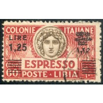 1927/33 Libia espresso 1,25 lire dent 11 sovr. nera
