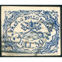 1864 Pontificio 50 baj stampa difettosa