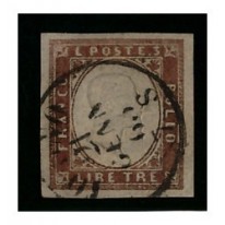 1861 ASI Sardegna 3 lire rame vivo usato