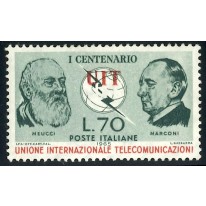 1965 Repubblica varietà 70 lire UIT in basso