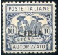 1929 Libia Recapito 10 cent. dent 11 centrato