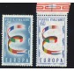 1957 Europa 25 lire + 60 lire filigrana 65° destra 
