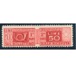1950 Repubblica Pacchi 50 lire rosso lineare non dentellato in mezzo