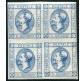 1863 Regno 15 cent. II tipo azzurro quartina